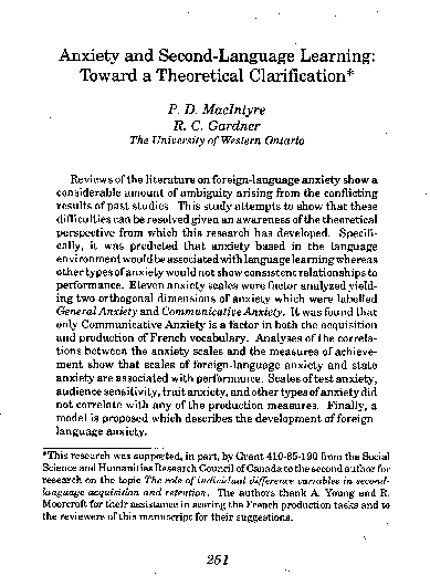 PDF) Anxiety and Second‐Language Learning: Toward a Theoretical