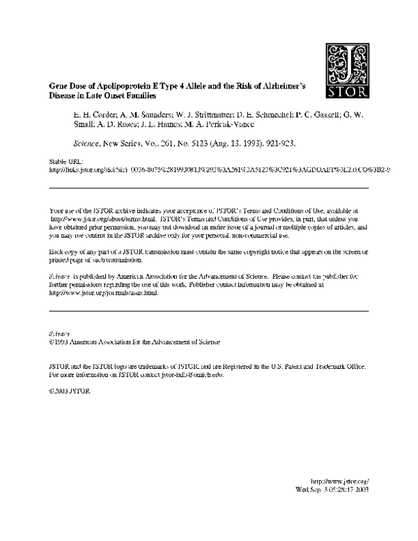 (PDF) Gene dose of apolipoprotein E type 4 allele and the risk of ...