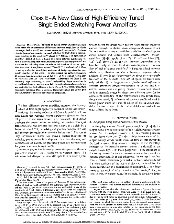 (PDF) Class EA new class of high-efficiency tuned single-ended ...