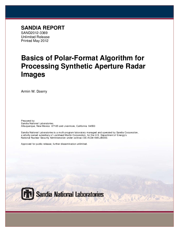 (PDF) Synthetic Aperture Radar (SAR) Algorithms