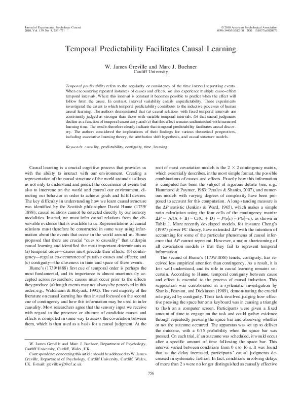 (PDF) Temporal predictability facilitates causal learning