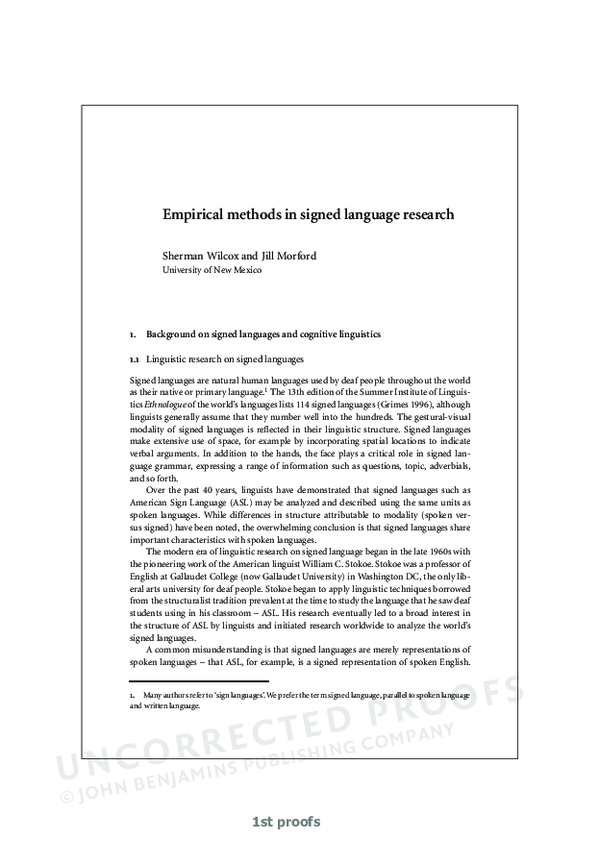 (PDF) Empirical methods in signed language research