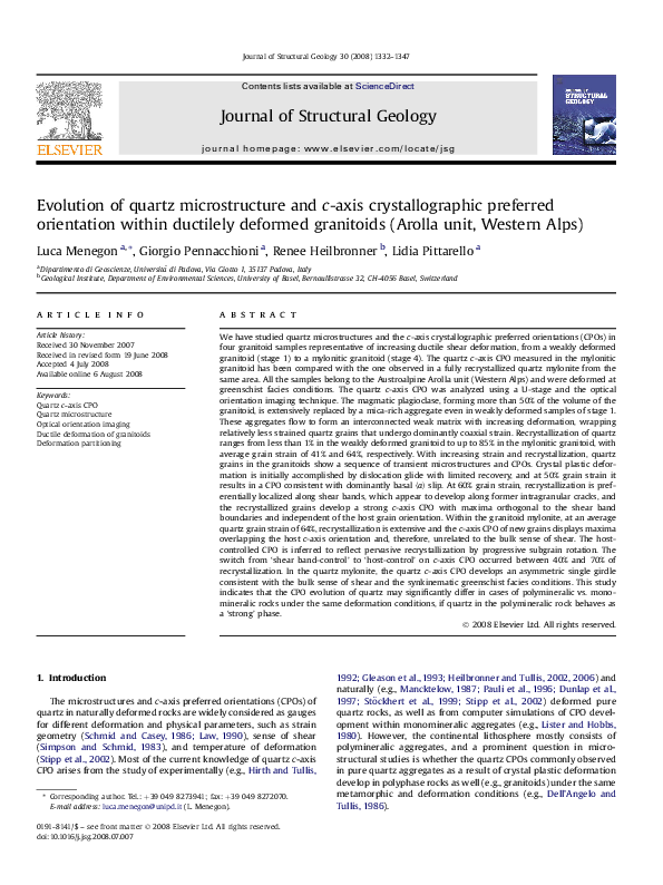 (PDF) Evolution of quartz microstructure and c-axis crystallographic ...