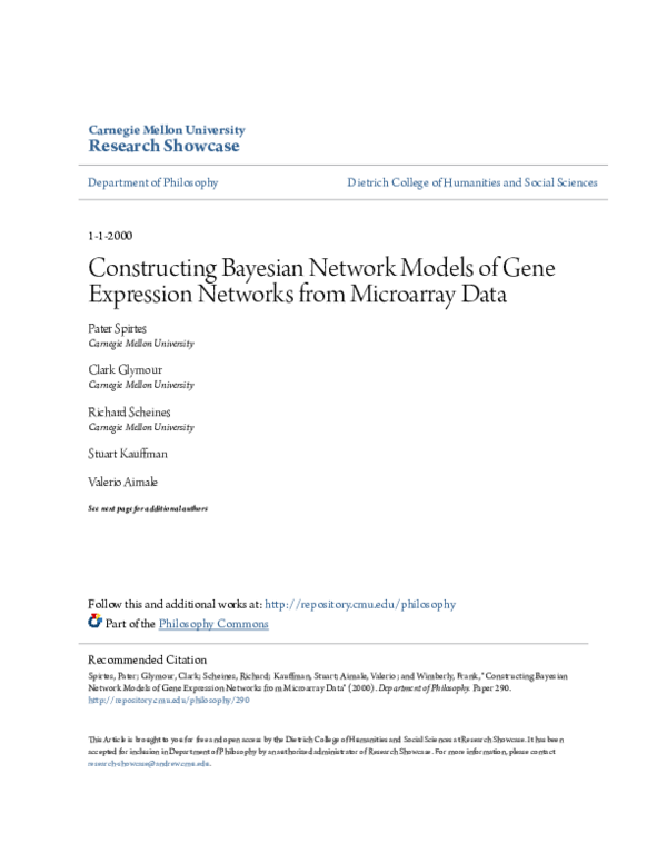 (PDF) Constructing Bayesian network models of gene expression networks ...