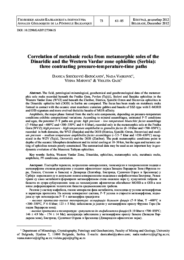 (PDF) Correlation of metabasic rocks from metamorphic soles of the ...