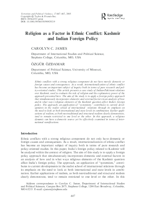 (PDF) Religion as a Factor in Ethnic Conflict: Kashmir and Indian ...