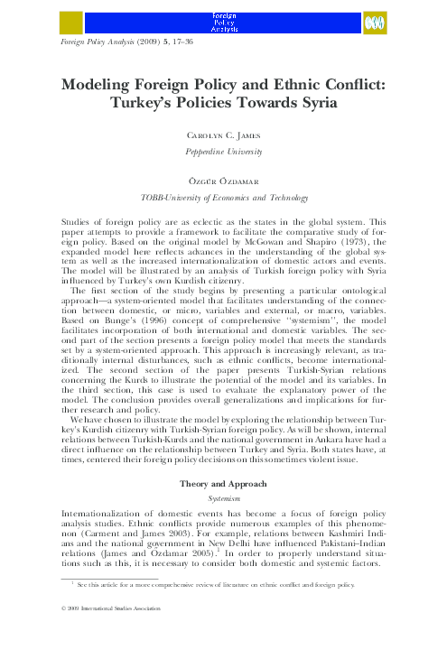 (PDF) Modeling Foreign Policy and Ethnic Conflict: Turkey's Policies ...