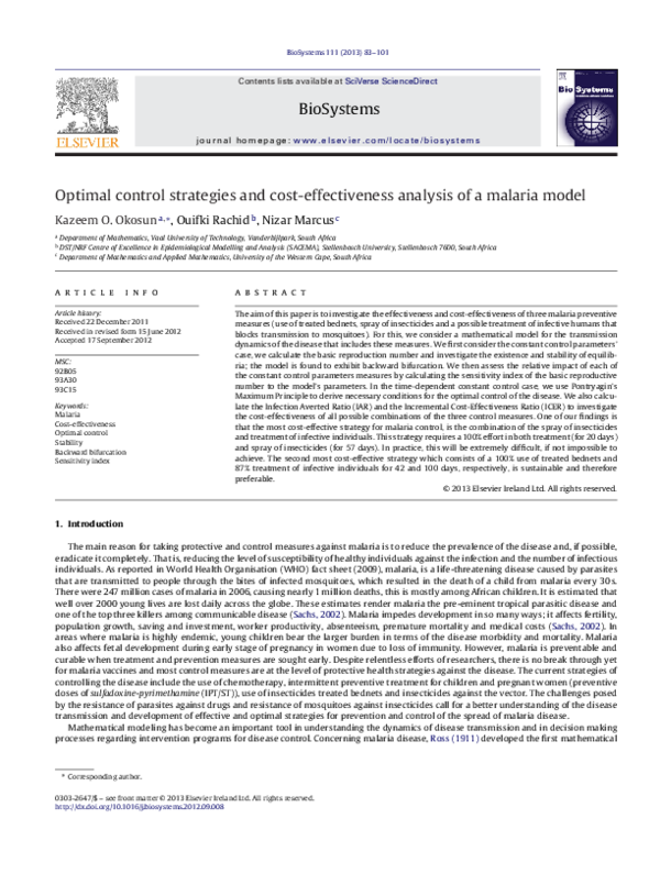 (PDF) Optimal control strategies and cost-effectiveness analysis of a ...