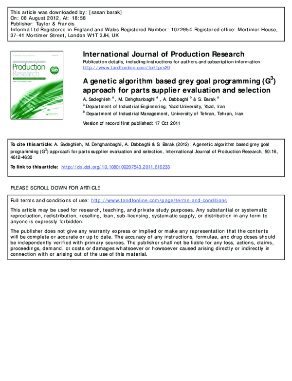 (PDF) A genetic algorithm based grey goal programming (G3) approach for ...