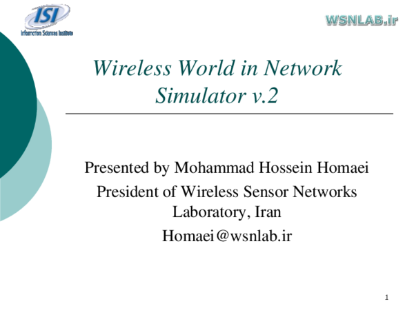 (PPT) Wireless World in Network Simulator v.2