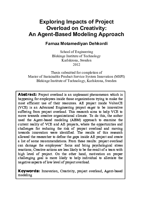 (PDF) Exploring Impacts of Project Overload on Creativity: An Agent ...