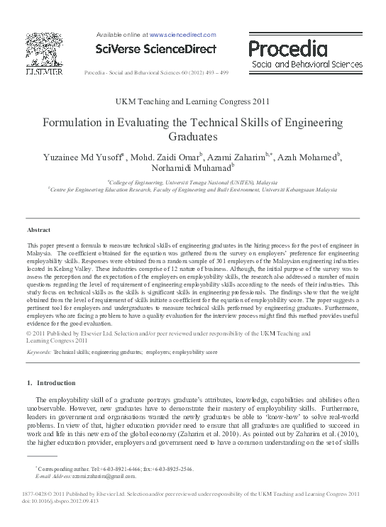 (PDF) Formulation in Evaluating the Technical Skills of Engineering ...