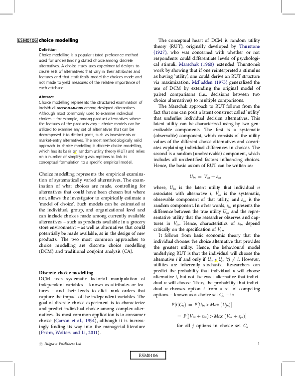 Choice Modeling