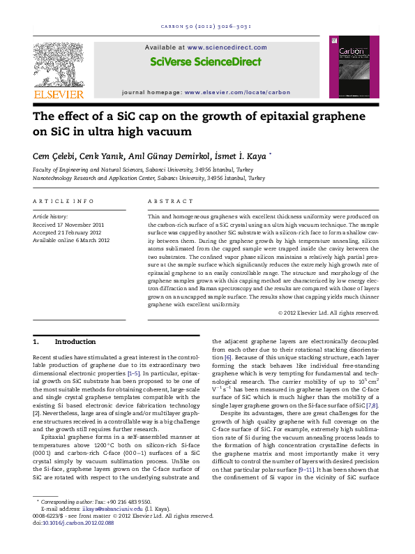 (PDF) The effect of a SiC cap on the growth of epitaxial graphene on ...