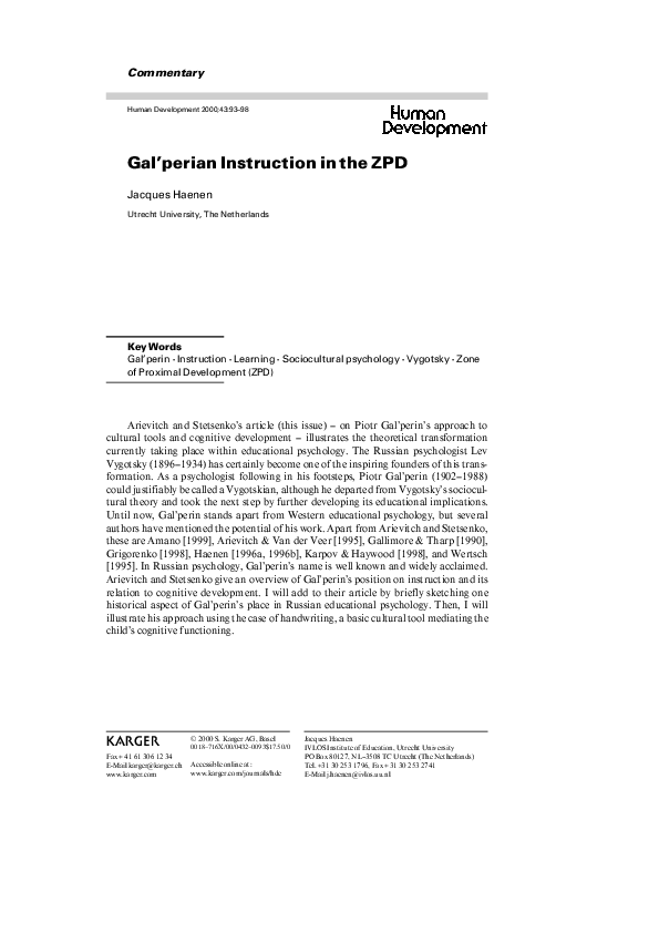 (PDF) Gal’perian Instruction in the ZPD