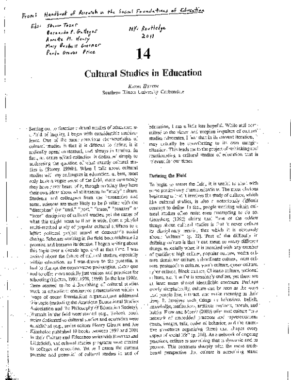(PDF) Cultural Studies in Education