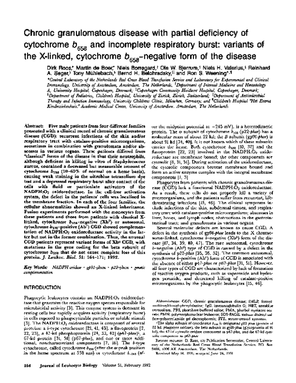 (PDF) Chronic granulomatous disease with partial deficiency of ...