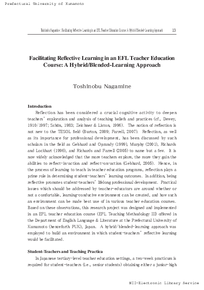 (PDF) Facilitating Reflective Learning in an EFL Teacher Education ...