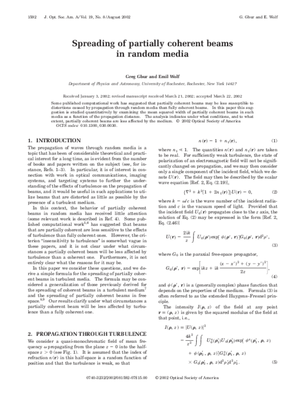 (PDF) G. Gbur and E. Wolf, 