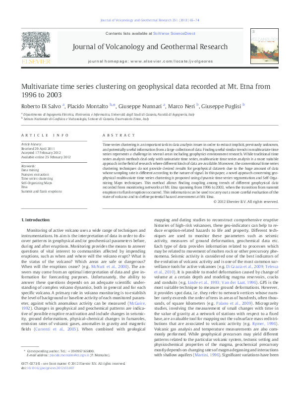 (PDF) Multivariate time series clustering on geophysical data recorded ...