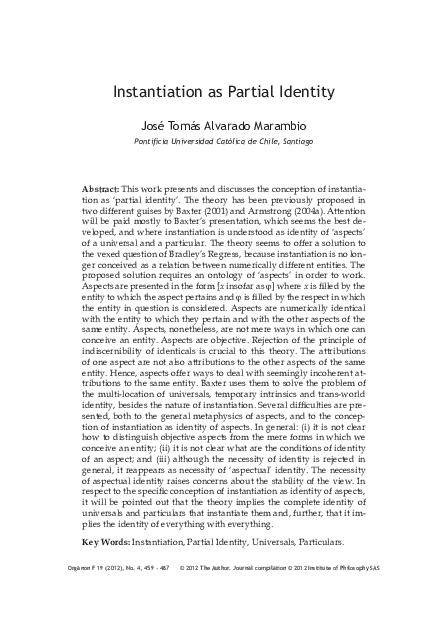 (PDF) Instantiation as Partial Identity