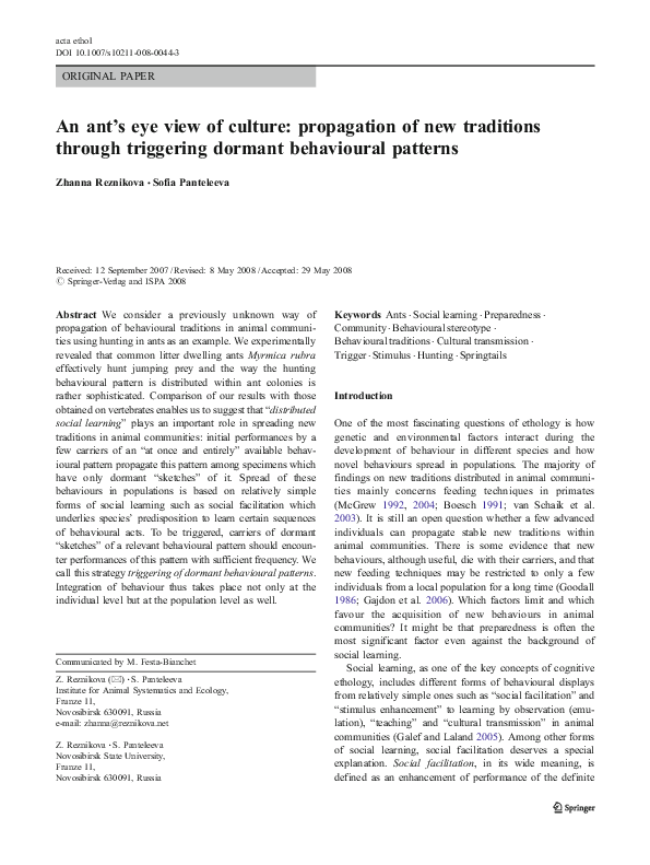 (PDF) Zhanna Reznikova and Sofia Panteleeva, 2008. An ant's eye view of ...