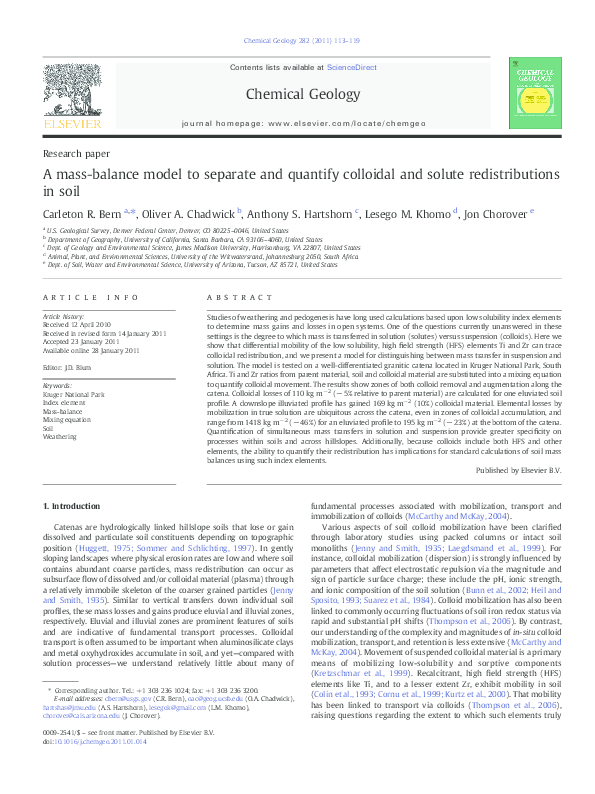 (PDF) A massbalance model to separate and quantify colloidal and