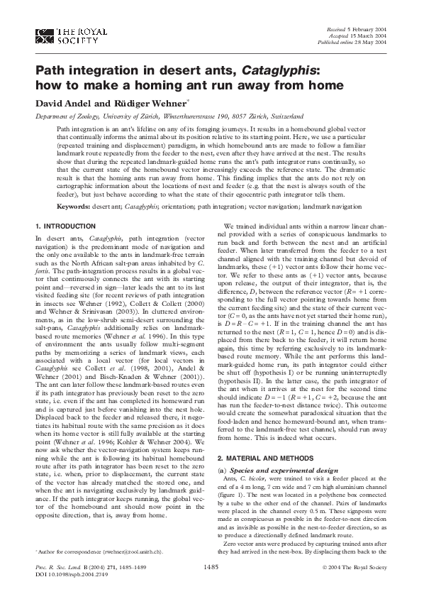 (PDF) Path integration in desert ants, Cataglyphis: how to make a ...