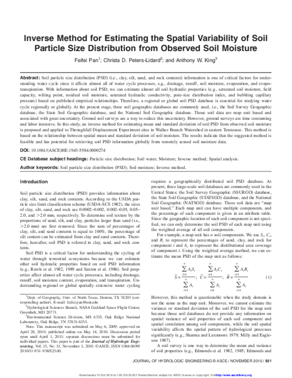 (PDF) Pan F., Peters-Lidard C.D., and King A.W., Inverse method for ...