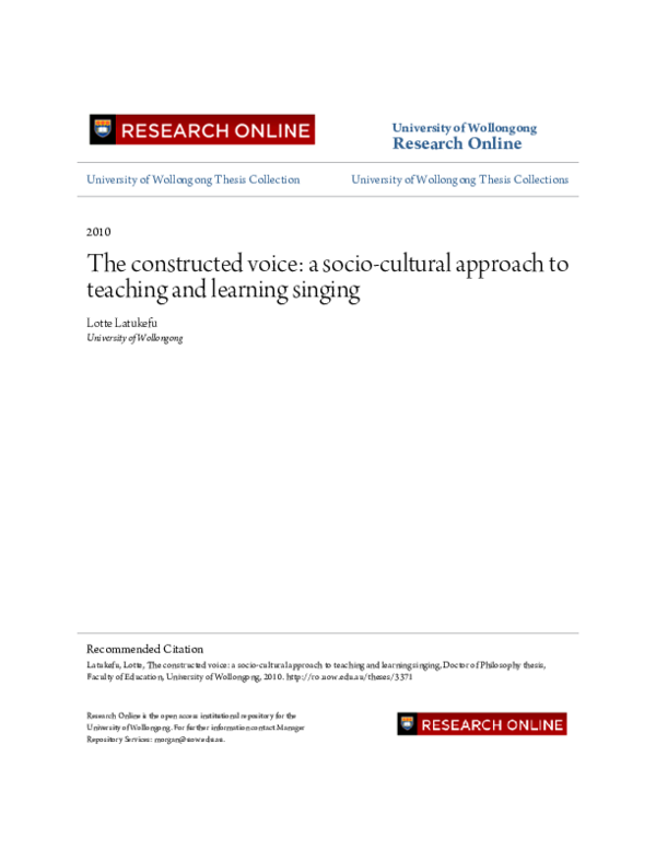 (PDF) The constructed voice: a socio-cultural approach to teaching and ...