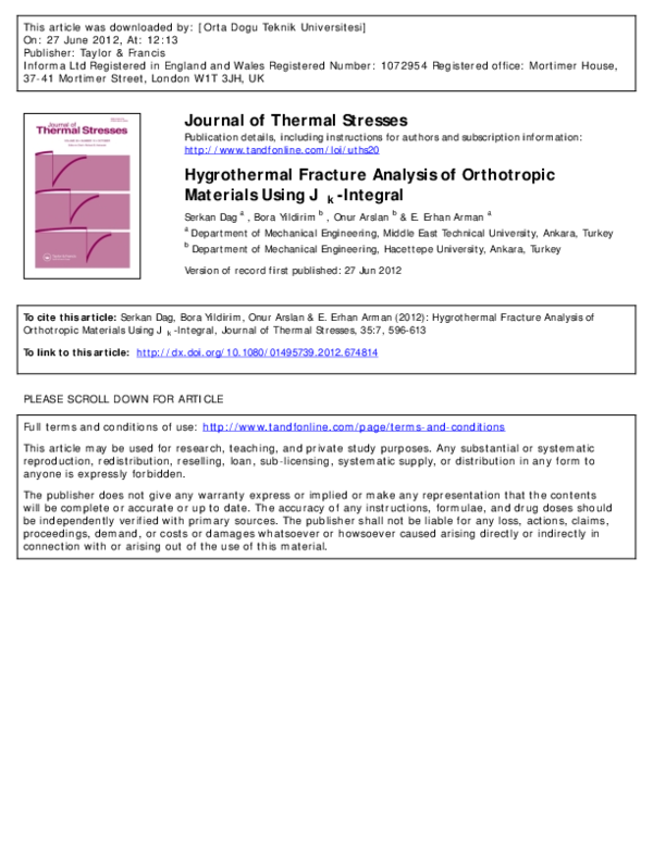 (PDF) Hygrothermal Fracture Analysis of Orthotropic Materials Using J k ...