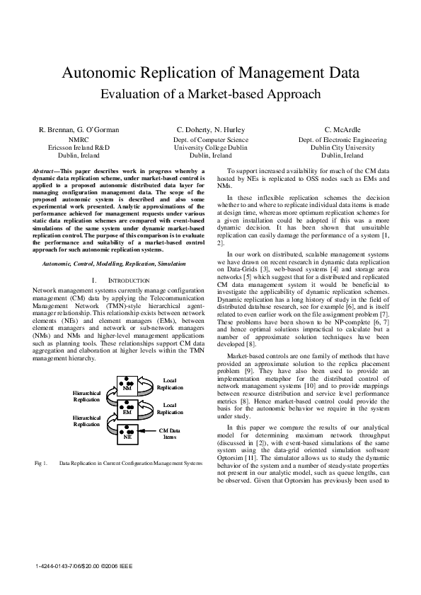 (PDF) Autonomic Replication of Management Data Evaluation of a Market ...