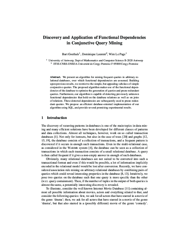 (PDF) Discovery and application of functional dependencies in ...