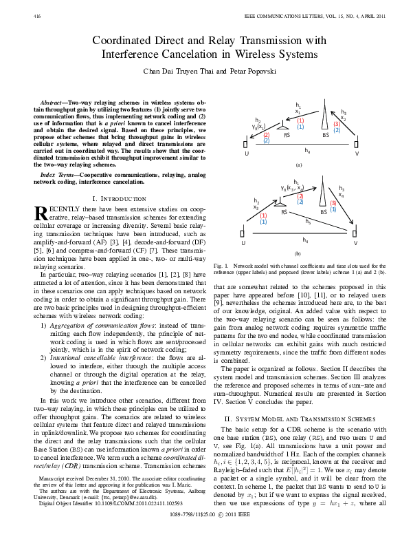 (PDF) Coordinated direct and relay transmission with interference ...