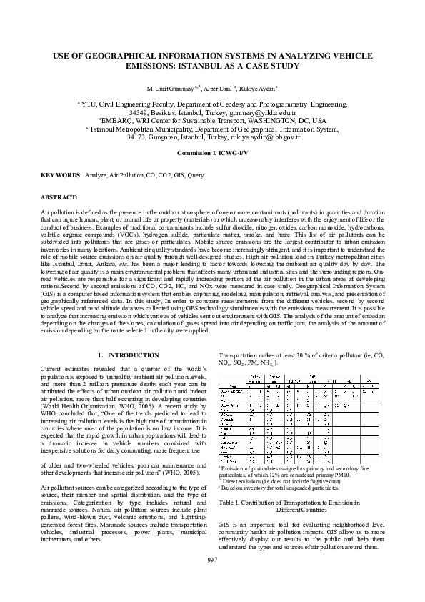 (PDF) Use of geographical information systems in analyzing vehicle