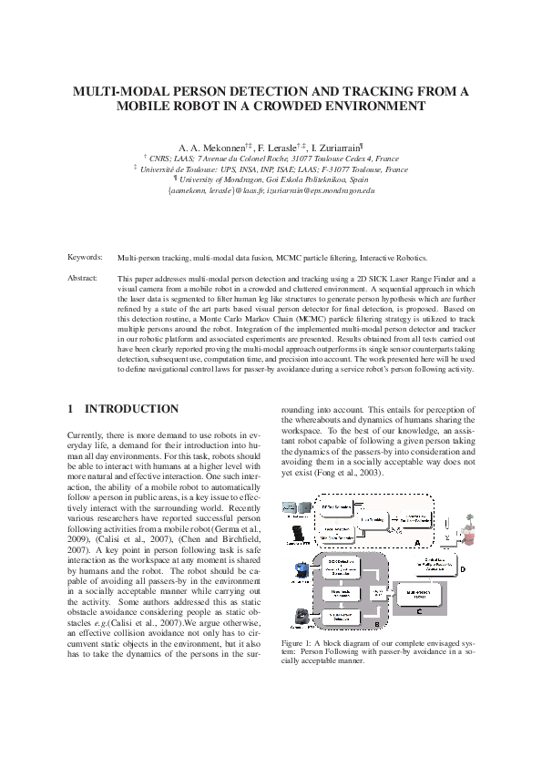 (PDF) MULTI-MODAL PERSON DETECTION AND TRACKING FROM A MOBILE ROBOT IN ...