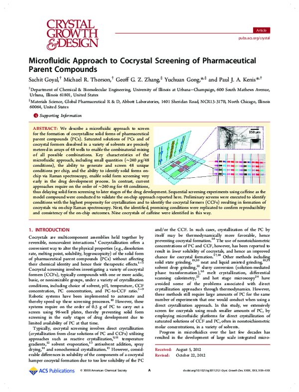 (PDF) Microfluidic Approach to Cocrystal Screening of Pharmaceutical ...