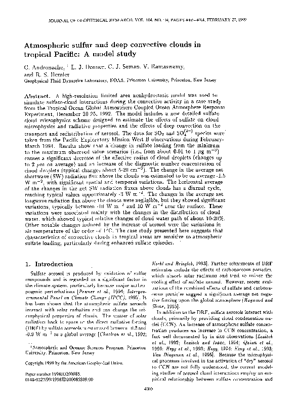 (PDF) Atmospheric sulfur and deep convective clouds in tropical Pacific ...