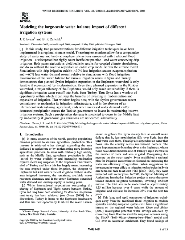 (PDF) Modeling the large-scale water balance impact of different ...