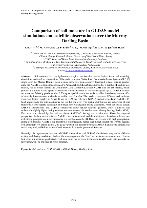 (PDF) Comparison of soil moisture in GLDAS model simulations and ...