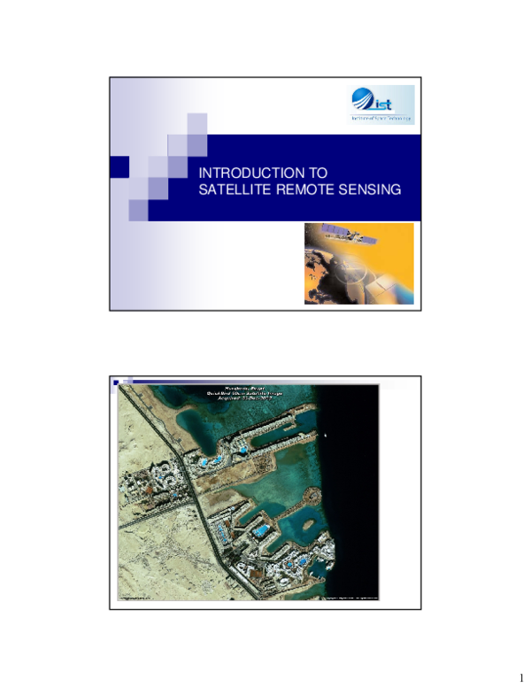 (PDF) Lecture 1: Introduction to Satellite Remote Sensing