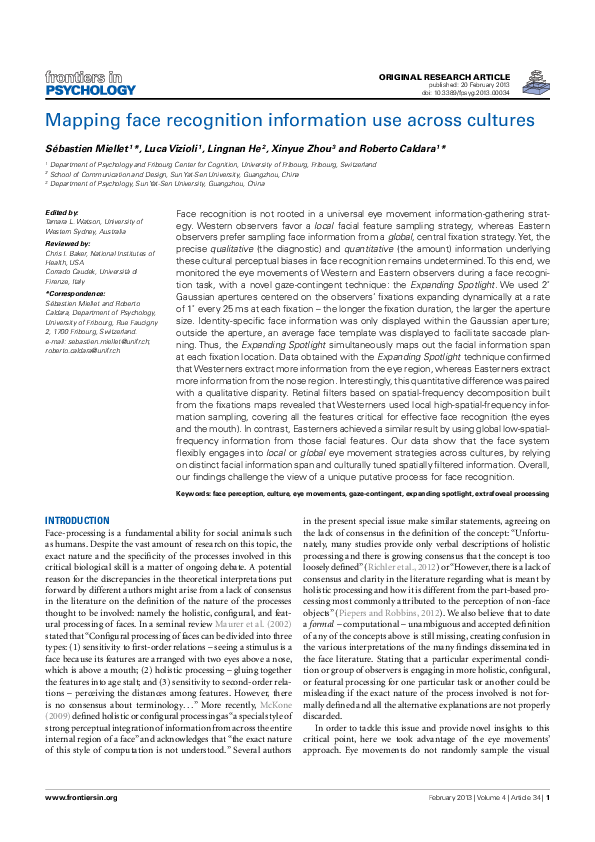 (PDF) Mapping face recognition information use across cultures