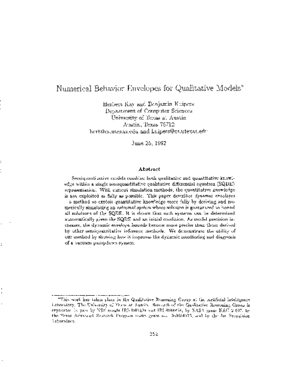 (PDF) Numerical behavior envelopes for qualitative models