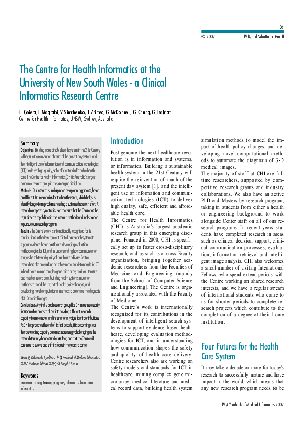 (PDF) The Centre for Health Informatics at the University of New South ...