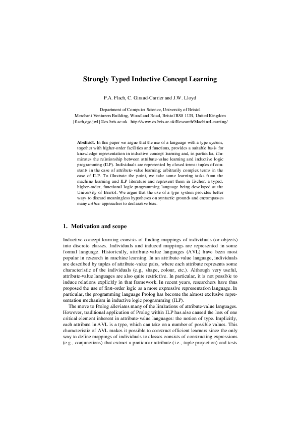 (PDF) Strongly typed inductive concept learning Christophe Giraud