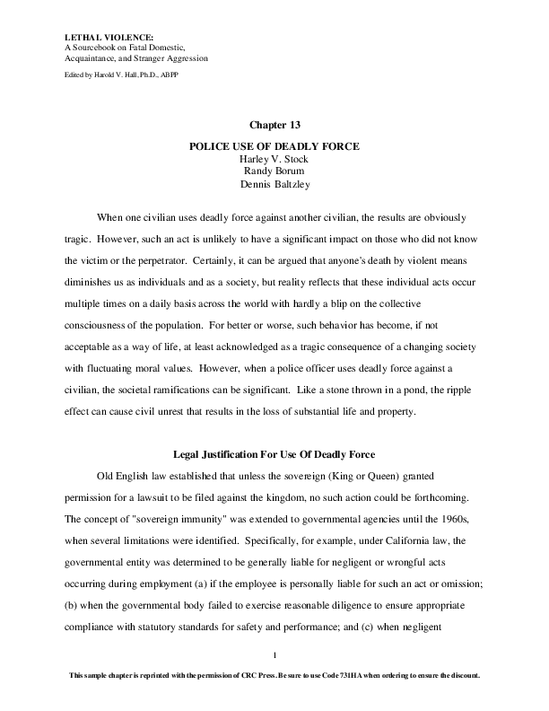 (PDF) Police use of deadly force Randy Borum Academia.edu