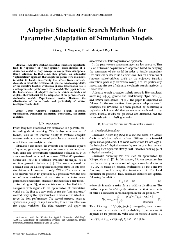 (PDF) Adaptive stochastic search methods for parameter adaptation of ...
