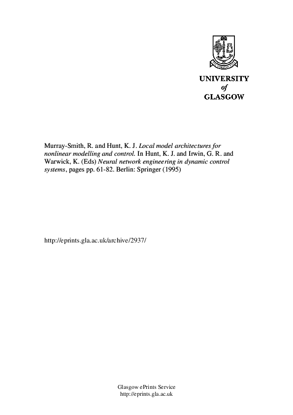 Pdf Local Model Architectures For Nonlinear Modelling And Control Roderick Murray Smith Academia Edu