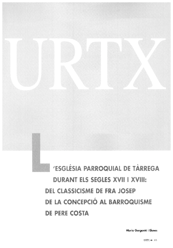 (PDF) L'església parroquial de Tàrrega durant els segles XVII i XVIII