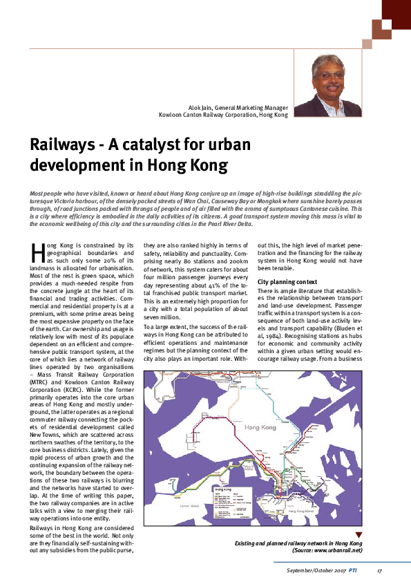 (PDF) Railways - A catalyst for urban development in Hong Kong